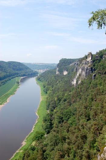 view into the Elbe valley Elbe valley, Saxon Switzerland, Bastei