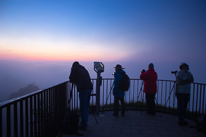 Basteiaussicht Fotografen Nebel Elbtal