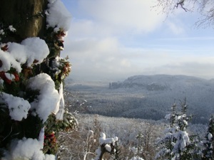 Hohe Liebe, Sächsische Schweiz, Bergsteigerdenkmal, Winter